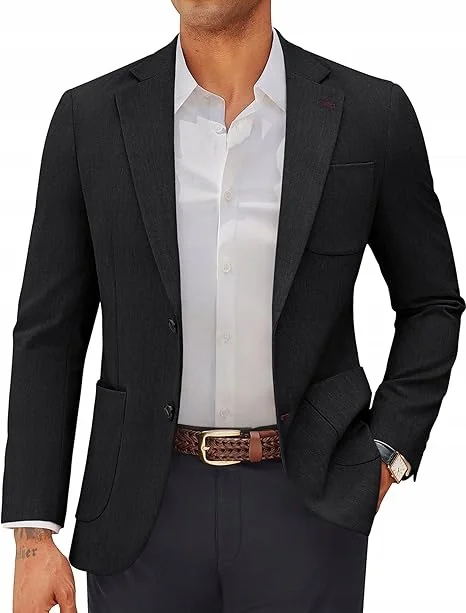 MARYNARKA MĘSKA CZARNA L PJ PAUL JONES Casual Elegancka Guziki Regular Fit