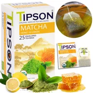 Herbata - Tipson Matcha - Organiczna herbata cytryna i miód w saszetkach, NATURALNA, 25x1,5g - miniaturka - grafika 1