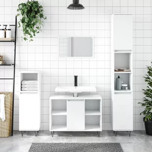 Szafka łazienkowa, biała, 80x33x60 cm, materiał drewnopochodny Lumarko! - Toaletki - miniaturka - grafika 1