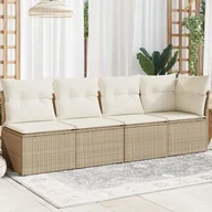 Sofy ogrodowe - vidaXL Sofa ogrodowa z poduszkami, 4-osobowa, beż, polirattan - miniaturka - grafika 1