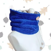 Apaszki i szaliki damskie - Dwustronny komin - Niebieski z Buldogami - miniaturka - grafika 1