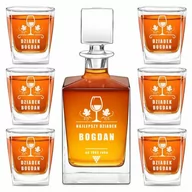 Karafki - Karafka do whisky cube z 6 szklankami i grawerem - miniaturka - grafika 1