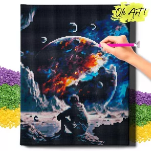 Diamond Painting 5D Z Ramą Astronauta na księżycu Haft Diamentowy 30X40 Mozaika Kosmos Oh Art! - Zabawki kreatywne - miniaturka - grafika 1