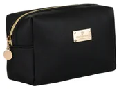 Kosmetyczki, organizery i kuferki - Elegancka czarna kosmetyczka damska na suwak mała klasyczna na prezent organizer podróżna do torebki - miniaturka - grafika 1