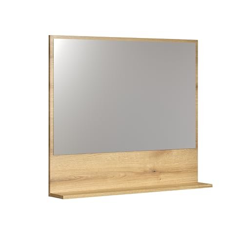 trendteam smart living Lustro ścienne z półką, materiał drewnopochodny, brązowe, (szer. x wys. x gł.) 80 x 74 x 14 cm