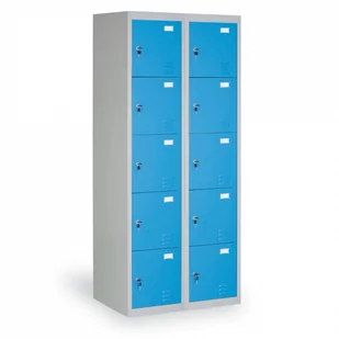 B2B Partner Szafka ubraniowa ze schowkami, 10 szafek, szaro-niebieska 2x 400363 - Szafki BHP - miniaturka - grafika 1