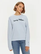 Bluzy damskie - Tommy Hilfiger Bluza Modern Script WW0WW42615 Błękitny Regular Fit - miniaturka - grafika 1