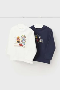 Bluzki dla niemowląt - Mayoral longsleeve bawełniany niemowlęcy 2-pack kolor granatowy z nadrukiem - grafika 1