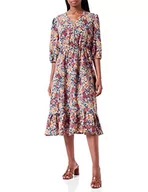 Sukienki - usha Damska sukienka midi z kwiatowym nadrukiem, zielona, wielokolorowa, L - miniaturka - grafika 1