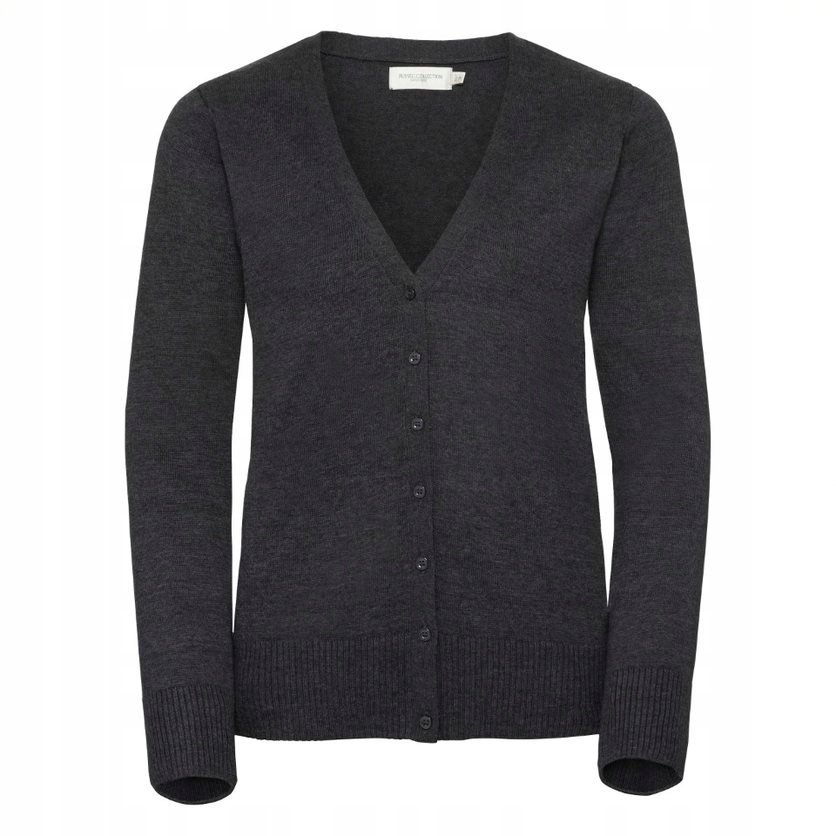 Kardigan damski rozpinany V-neck Węglowy Melanż r. XL