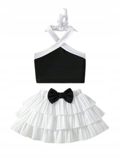 SHEIN KOMPLET DZIEWCZĘCY TOP I SPÓDNICA Z KOKARDKĄ 68-74cm 1ŁUN