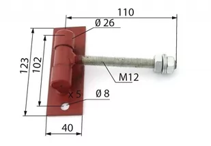 Zawias regulowany podwyższony "60" M12X110 malowany - Zawiasy, okucia i inne akcesoria - miniaturka - grafika 1