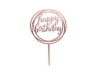 Ciasta i półprodukty do ciast - Topper z pleksi na tort Happy Birthday złoty róż - 1 szt. - miniaturka - grafika 1