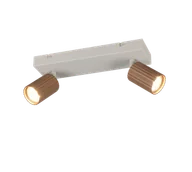 Lampy ścienne - SOKA 867700265 listwa ze spotami kawowe ryflowane tuby 2xGU10 wykończenie ciepły szary - miniaturka - grafika 1