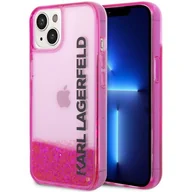 Etui i futerały do telefonów - Etui KARL LAGERFELD Liquid Glitter Elong do Apple iPhone 14 Różowy - miniaturka - grafika 1