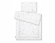 Pościel dla dzieci - Komplet 2-częściowy z wypełnieniem - mini gwiazdki szare na białym tle - miniaturka - grafika 1