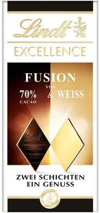 Czekolada LINDT Excellence Fusion 70% z białą czekoladą 100 g - Słodkie kremy i masła - miniaturka - grafika 1