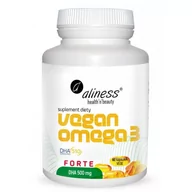 Suplementy naturalne - Aliness Vegan Omega 3 FORTE DHA 500mg (Olej z mikroalg) 60 Kapsułek wegańskich - miniaturka - grafika 1