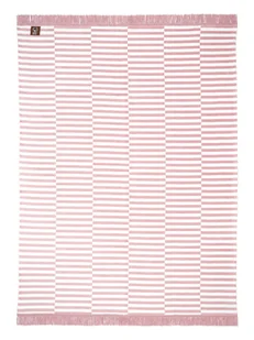 Koc bawełniano-akrylowy 150x200 biały różowy w plażowe paski - Koce Koc bawełniano-akrylowy 150x200 biały różowy w plażowe paski - Koce - miniaturka - grafika 1