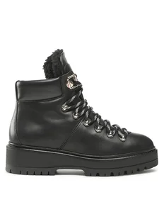 Tommy Hilfiger Botki Leather Outdoor Flat Boot FW0FW06725 Czarny - Botki damskie - miniaturka - grafika 1