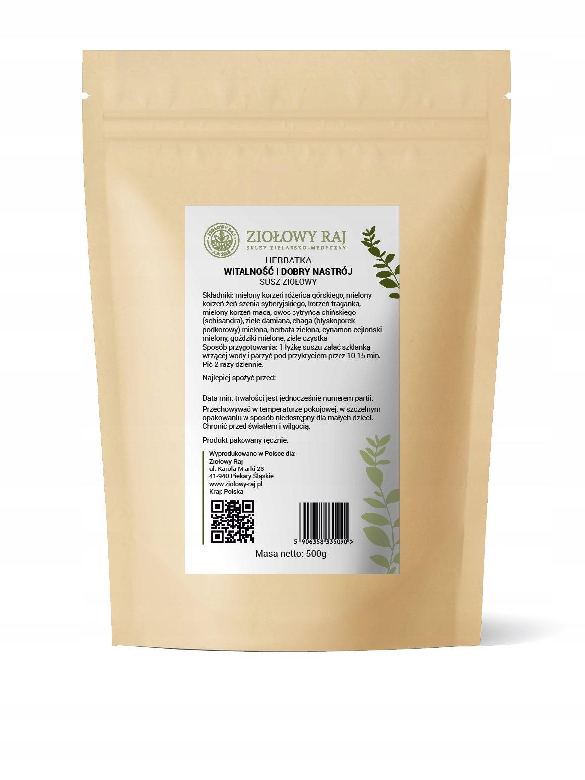 Zioła na Witalność i Dobry Nastrój 500g z adaptogenami dodaje energii