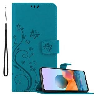 Etui Cadorabo do Xiaomi RedMi NOTE 10 PRO w kolorze FLORAL BLUE Pokrowiec ochronny w kwiatowy wzór z magnetycznym zamknięciem, funkcją podstawki i kieszeniami na karty Flip Case Flower Cover Etui Handy Klapp Hülle Book Tasche - Etui i futerały do telefonów - miniaturka - grafika 1