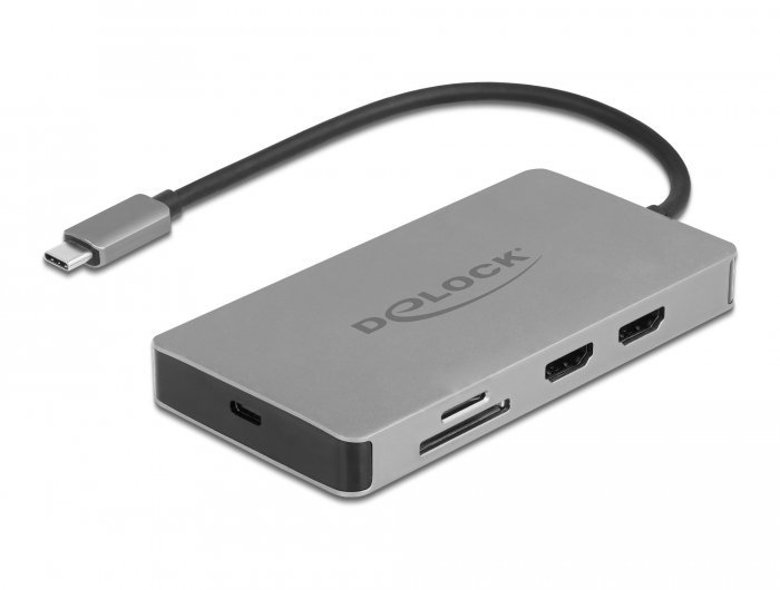 Stacja/replikator Delock USB Type-C™ stacja dokująca 4K - Dual HDMI MST / USB 3.2 / SD / LAN / PD 3.0 87004