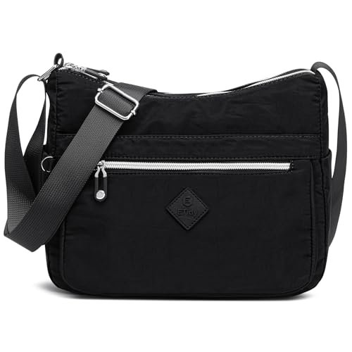 ETidy Torba crossbody dla kobiet wodoodporna lekka codzienna torebka na ramię torebka torebka, Rozmiar L czarny, Large