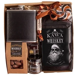 KOSZ prezentowy świąteczny BOX POD CHOINKĘ ŚWIĘTA dla mężczyzny piersiówka kawa słodycze - Zestawy upominkowe KOSZ prezentowy świąteczny BOX POD CHOINKĘ ŚWIĘTA dla mężczyzny piersiówka kawa słodycze - Zestawy upominkowe - miniaturka - grafika 1