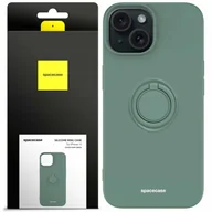 Etui i futerały do telefonów - Spacecase Etui Silicone Ring iPhone 15 dark green - miniaturka - grafika 1
