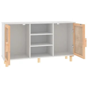 Kredens, biały, 105x30x60 cm, lita sosna i naturalny rattan Lumarko! - Kredensy - miniaturka - grafika 6