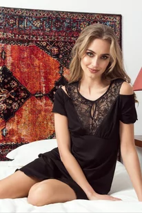Eldar Naomi Koszulka nocna z łezką Czarna S - Bielizna nocna - miniaturka - grafika 1