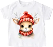 Koszulki dla dziewczynek - Koszulka świąteczna z sarenką dla dziecka sarenka2 - miniaturka - grafika 1
