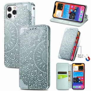König Design Etui kompatybilne z Apple iPhone 11 Pro Max Etui na telefon komórkowy ze skóry syntetycznej - Etui na telefon komórkowy szare - Etui i futerały do telefonów - miniaturka - grafika 1