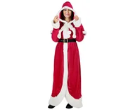 Stroje karnawałowe - Zestaw "Pani Mikołajowa" (Płaszcz Z Kapturem, Pasek) Rozm. Un. - miniaturka - grafika 1