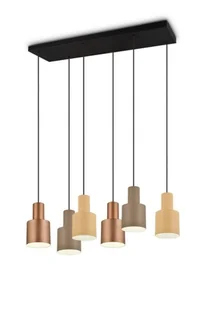 Trio Leuchten Lampa wisząca brązowa z taupe i beżem 6-punktowa - Ans - Lampy sufitowe - miniaturka - grafika 1