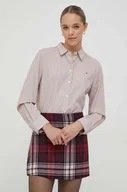 Koszule damskie - Tommy Hilfiger koszula bawełniana damska kolor bordowy regular z kołnierzykiem klasycznym - miniaturka - grafika 1