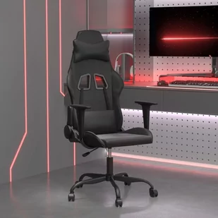 vidaXL Fotel dla gracza, czarny, sztuczna skóra - Fotele gamingowe - miniaturka - grafika 1