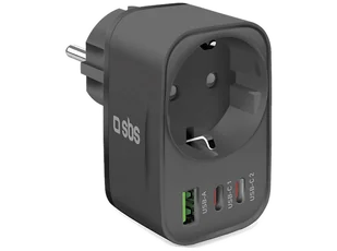 Ładowarka sieciowa z gniazdem SBS 30W 2xUSB-C, 1xUSB-A Czarny - Ładowarki do telefonów - miniaturka - grafika 1