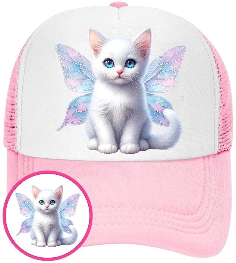 Czapka z Daszkiem Koty Kotek Kotki Różowa z Nadrukiem Siatka Bejsbolówka