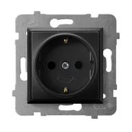 Gniazdka elektryczne - Ospel Gniazdo pojedyncze z uziemieniem Schuko Czarny metalik Aria - GP-1US/m/33 - miniaturka - grafika 1