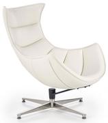 Fotele - Obrotowy fotel wypoczynkowy ze skóry ekologicznej Lavos - biały - Elior - miniaturka - grafika 1
