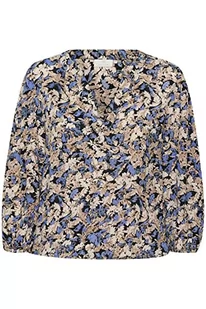 KAFFE Damska koszulka z długim rękawem, niebieski/brązowy odcień liścia nadruku, 36 - Koszulki i topy damskie - miniaturka - grafika 1