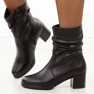 Botki damskie - Czarne skórzane botki damskie na słupku Sergio Leone Bt25289S - miniaturka - grafika 1