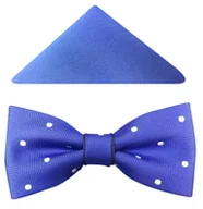 Krawaty i muchy męskie - Niebiesko-granatowa mucha męska w białe grochy A50 - miniaturka - grafika 1