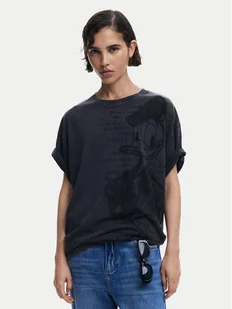 Desigual T-Shirt Donald 25SWTKAH Szary Loose Fit - Koszulki i topy damskie - miniaturka - grafika 1