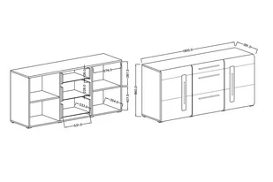 Komoda dwudrzwiowa z trzema szufladami Tulsa 26 - dąb grandson - Komody - miniaturka - grafika 2