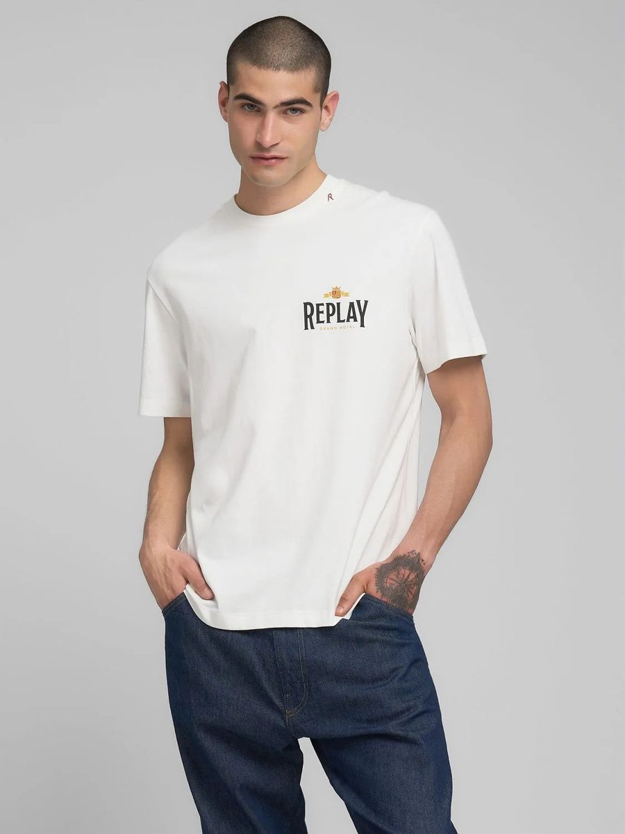 t-shirt mężczyzna replay m3279.23608p 011 natural white