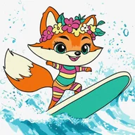 Malowanie po numerach - Malowanie po numerach - Lato. Lis łapie falę Kids - miniaturka - grafika 1