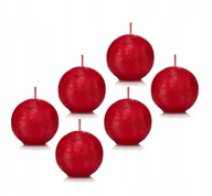 Świece - Świeca kula KOKON 6 cm kolor CZERWONY zestaw 6 sztuk - miniaturka - grafika 1